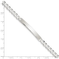 Sterling Silver Polished Engravable Curb Link 41x6mm Plate ID Bracelet - 7in view 2