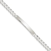 Sterling Silver Polished Engravable Curb Link 41x6mm Plate ID Bracelet - 7in view 1