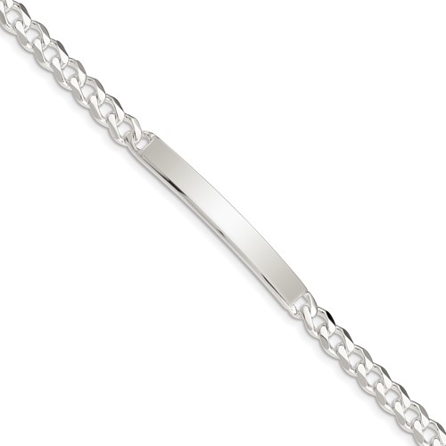 Sterling Silver Polished Engravable Curb Link 41x 6mm Plate ID Bracelet, 7"