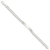 Sterling Silver Polished Engravable Curb Link 40x 6mm Plate ID Bracelet, 8" view 2