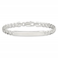 Sterling Silver Polished Engravable Curb Link 40x 6mm Plate ID Bracelet, 8" view 3