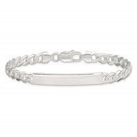 Sterling Silver Polished Engravable Curb Link 40x 6mm Plate ID Bracelet, 8" view 4