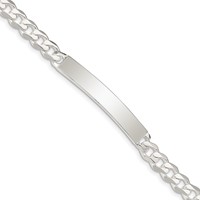 Sterling Silver Polished Engravable Curb Link 40x 6mm Plate ID Bracelet, 8" view 1