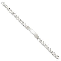 Sterling Silver Polished Engravable Curb Link 40x 7.5mm Plate ID Bracelet, 8" view 2