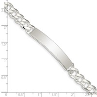 Sterling Silver Polished Engravable Curb Link 40x 7.5mm Plate ID Bracelet, 8" view 3