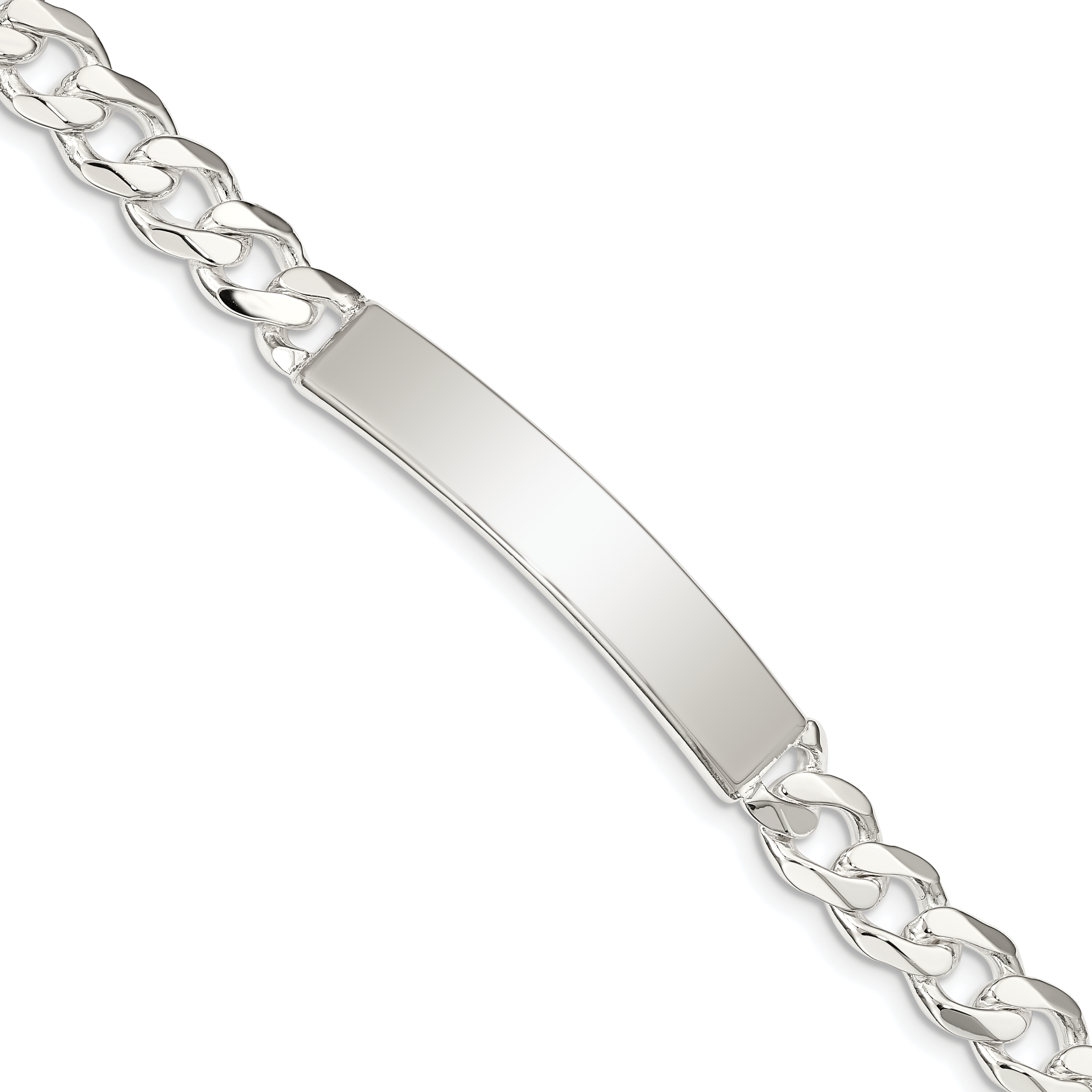 Sterling Silver Curb Link ID Bracelet (QCD200-8)