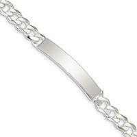 Sterling Silver Polished Engravable Curb Link 40x 7.5mm Plate ID Bracelet, 8" view 1