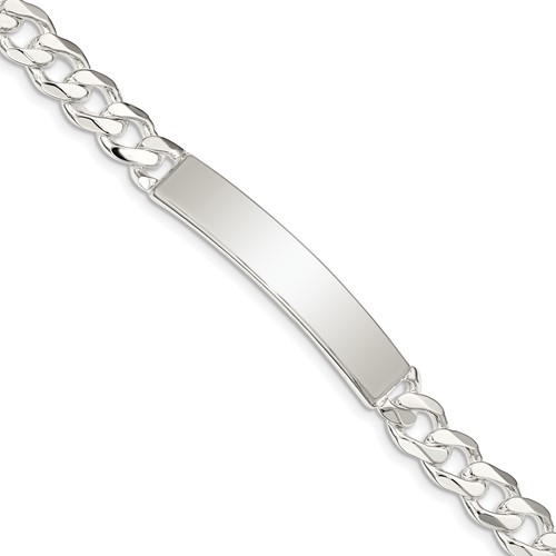 Sterling Silver Polished Engravable Curb Link 40x 7.5mm Plate ID Bracelet, 8"