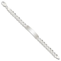 Sterling Silver Polished Engravable Patterned Curb Link 40x9mm Plate ID Bracelet - 8in view 2