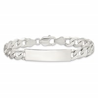 Sterling Silver Polished Engravable Patterned Curb Link 40x9mm Plate ID Bracelet - 8in view 3
