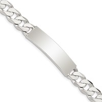 Sterling Silver Polished Engravable Patterned Curb Link 40x9mm Plate ID Bracelet - 8in view 1