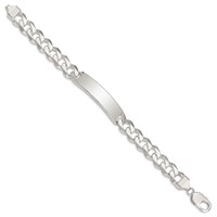 Sterling Silver Polished Engravable Curb Link 42x 10mm Plate ID Bracelet, 8" view 2