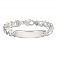 Sterling Silver Polished Engravable Curb Link 42x 10mm Plate ID Bracelet, 8" view 3