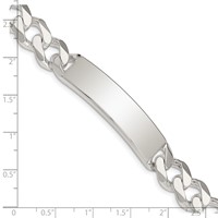 Sterling Silver Polished Engravable Curb Link 42x 10mm Plate ID Bracelet, 8" view 4
