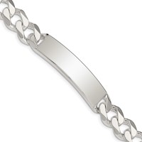Sterling Silver Polished Engravable Curb Link 42x 10mm Plate ID Bracelet, 8" view 1