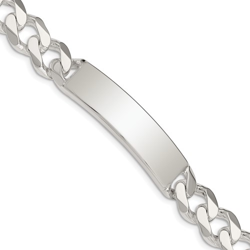 Sterling Silver Polished Engravable Curb Link 42x 10mm Plate ID Bracelet, 8"