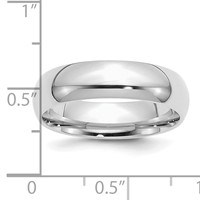 Sterling Silver Rhodium-plated 6mm Comfort Fit Band view 4