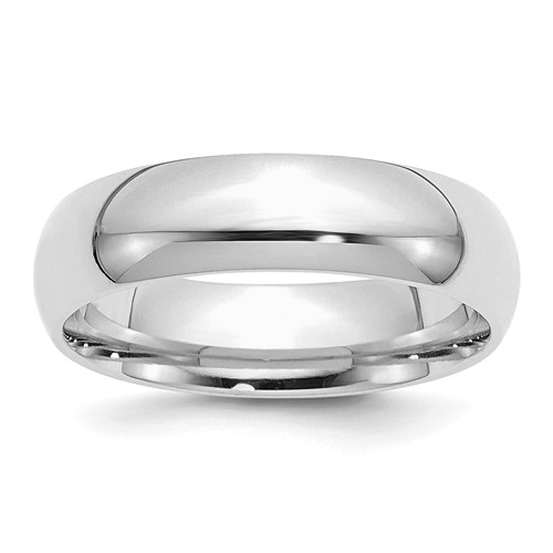 Sterling Silver Rhodium-plated 6mm Comfort Fit Size 8 Band