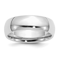 Sterling Silver Rhodium-plated 7mm Comfort Fit Band view 1