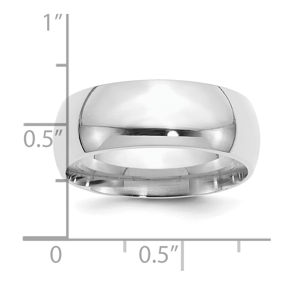 Sterling Silver Rhodium-plated 8mm Comfort Fit Size 12 Band (QCF080RH-12)