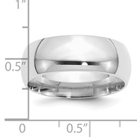 Sterling Silver Rhodium-plated 8mm Comfort Fit Band view 3