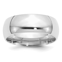 Sterling Silver Rhodium-plated 8mm Comfort Fit Band view 1