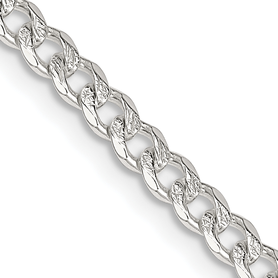 Sterling Silver 3.8mm PavÃ© Curb Chain (QCF100-16)
