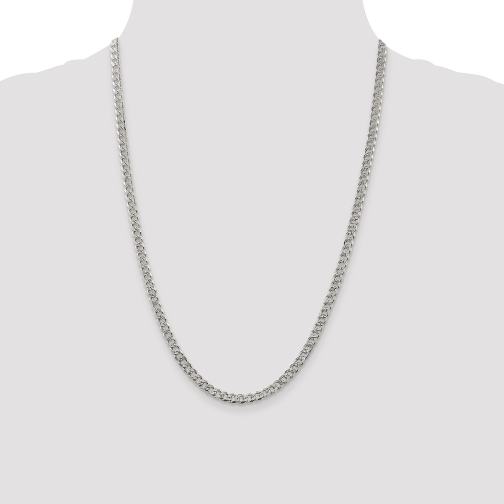 Sterling Silver 4.5mm PavÃ© Curb Chain (QCF120-24)