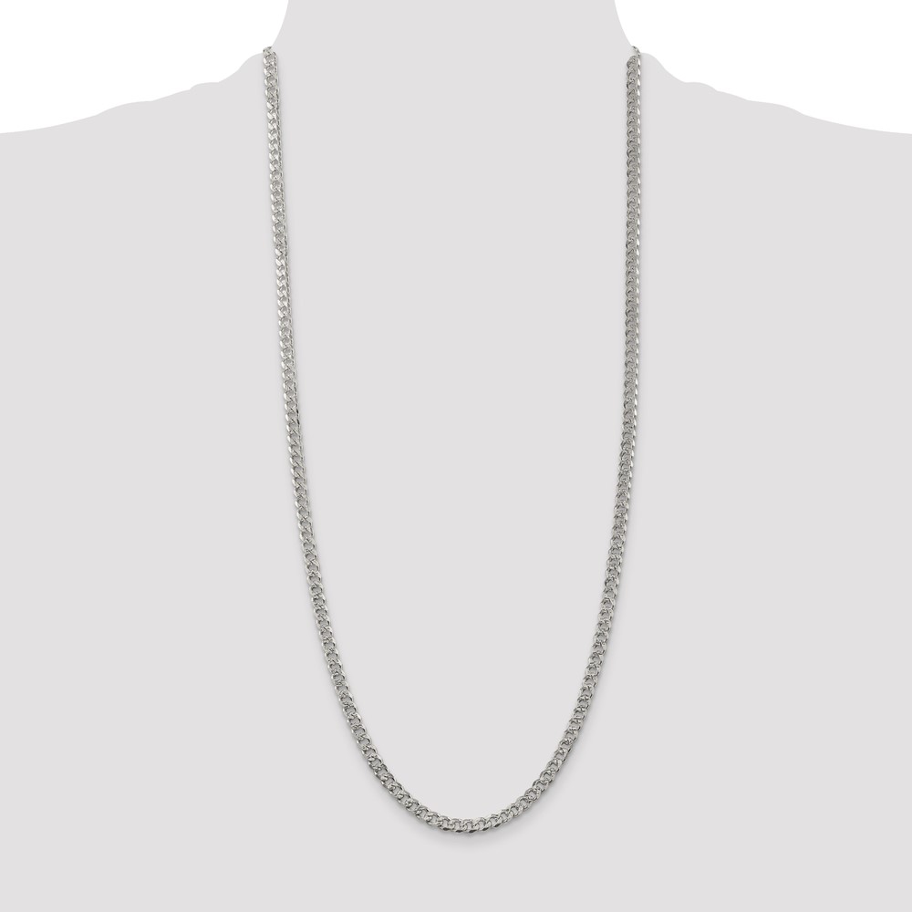 Sterling Silver 4.5mm Pave Curb Chain (QCF120-30)