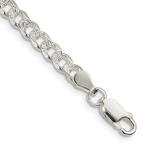 Sterling Silver 4.5mm Pavé Curb Chain