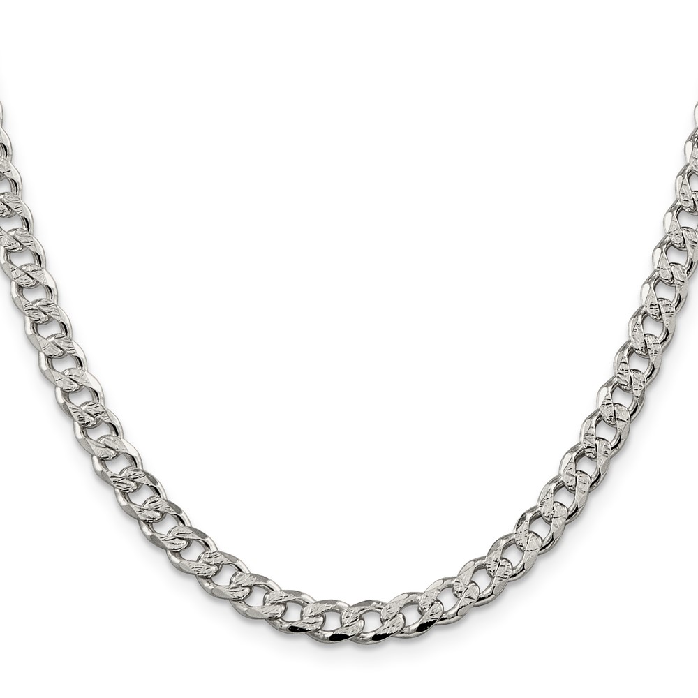 Sterling Silver 5.5mm Pave Curb Chain (QCF150-30)