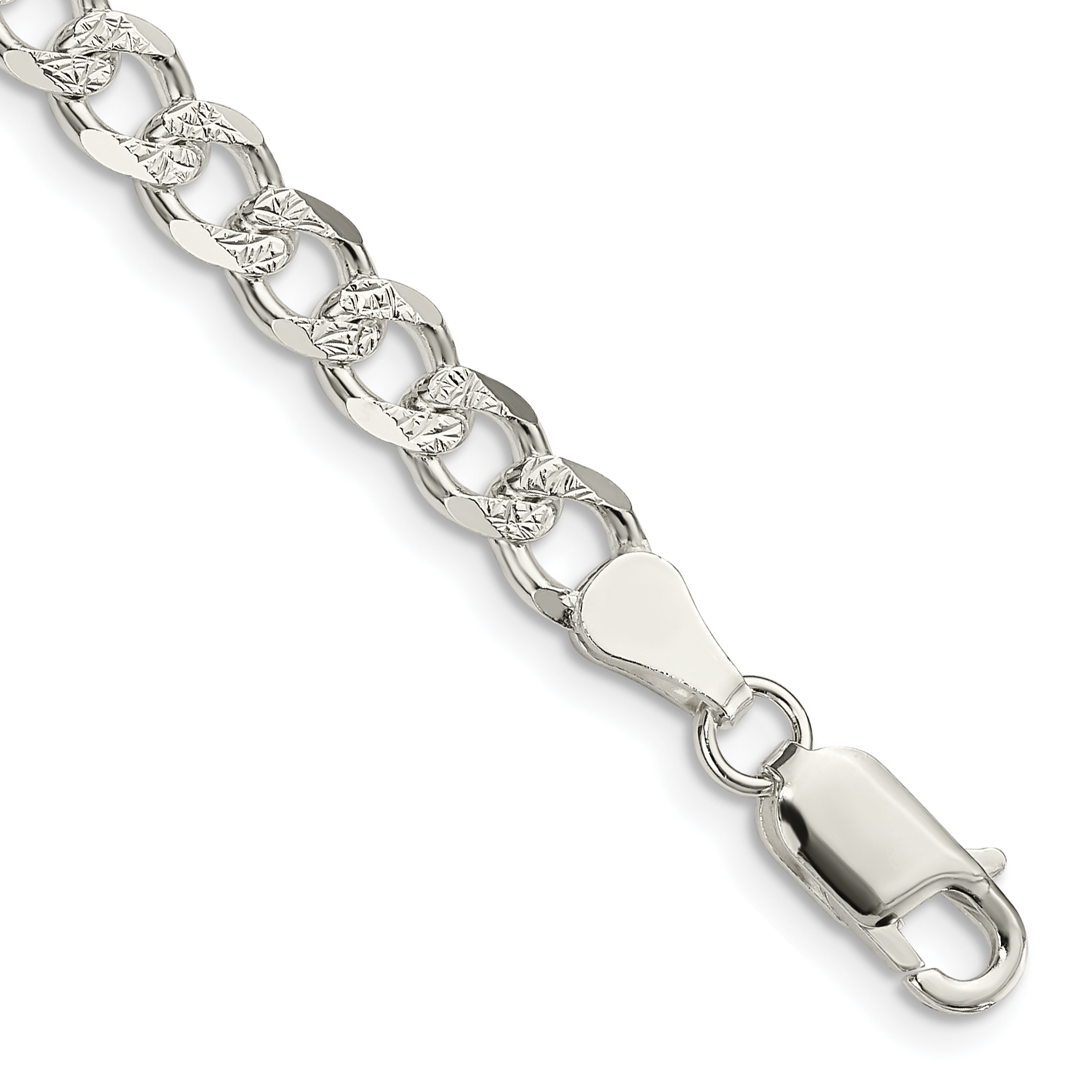 Sterling Silver 5.5mm PavÃ© Curb Chain (QCF150-7)