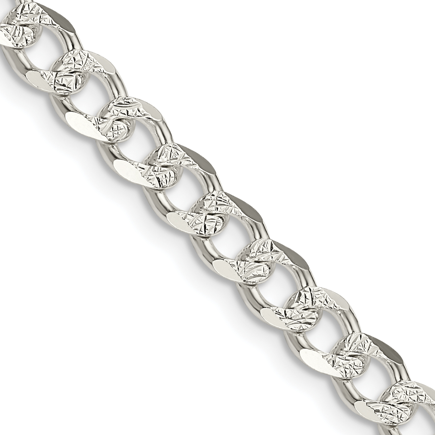 Sterling Silver 5.5mm Pave Curb Chain (QCF150-30)