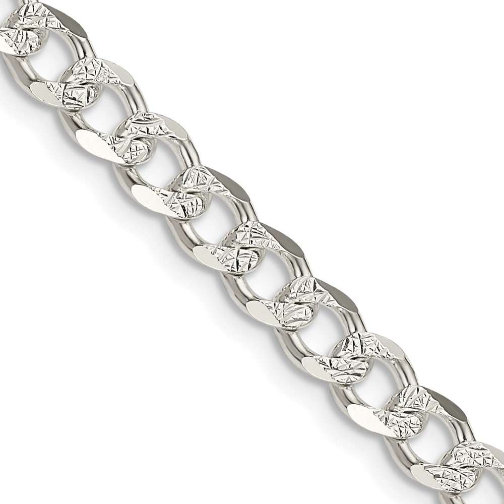 Sterling Silver 5.5mm Pave Curb Chain (QCF150-30)