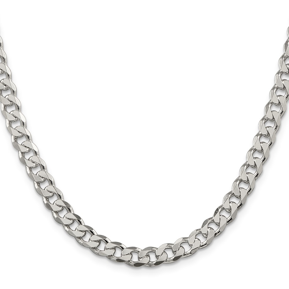 Sterling Silver 7mm PavÃ© Curb Chain (QCF180-24)
