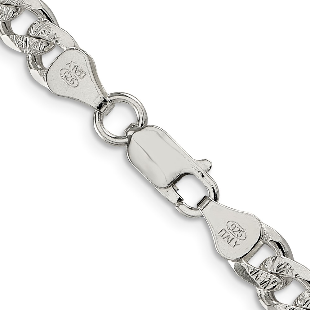 Sterling Silver 7mm PavÃ© Curb Chain (QCF180-24)