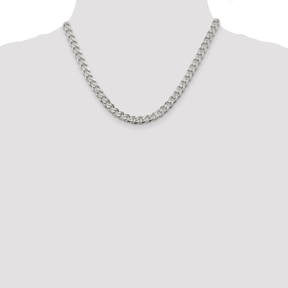 Sterling Silver 7mm PavÃ© Curb Chain (QCF180-18)
