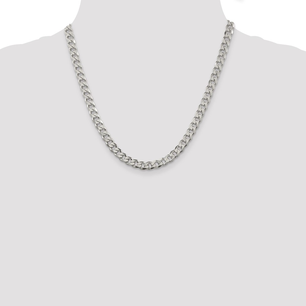 Sterling Silver 7mm PavÃ© Curb Chain (QCF180-20)