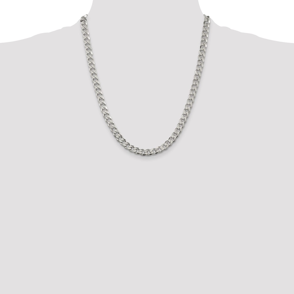 Sterling Silver 7mm PavÃ© Curb Chain (QCF180-22)
