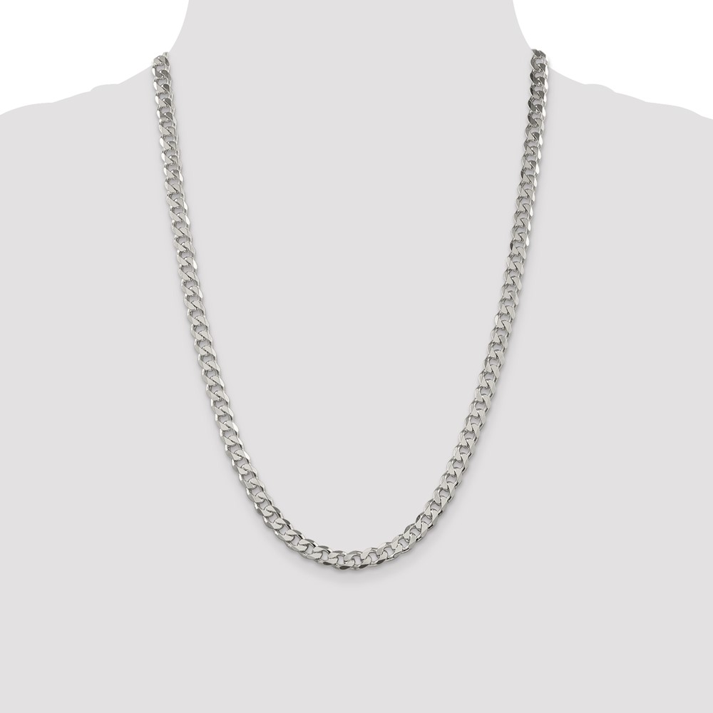 Sterling Silver 7mm PavÃ© Curb Chain (QCF180-24)