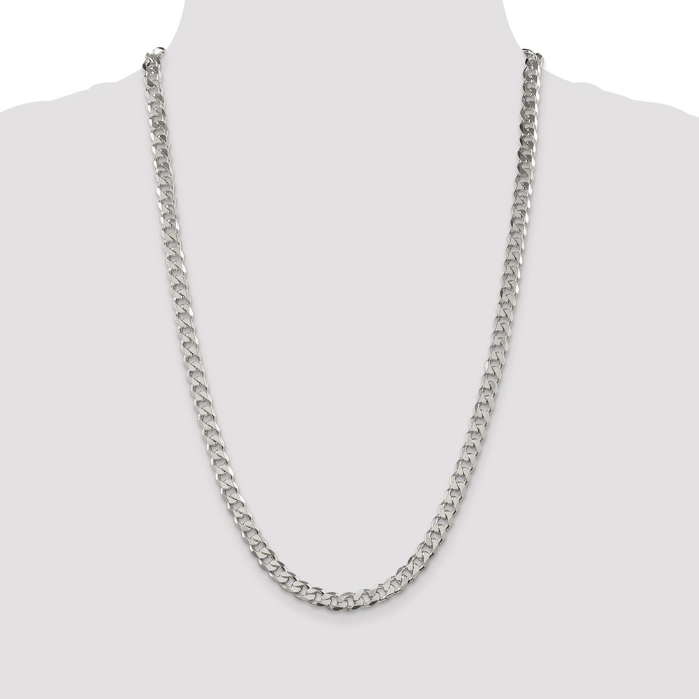 Sterling Silver 7mm PavÃ© Curb Chain (QCF180-26)