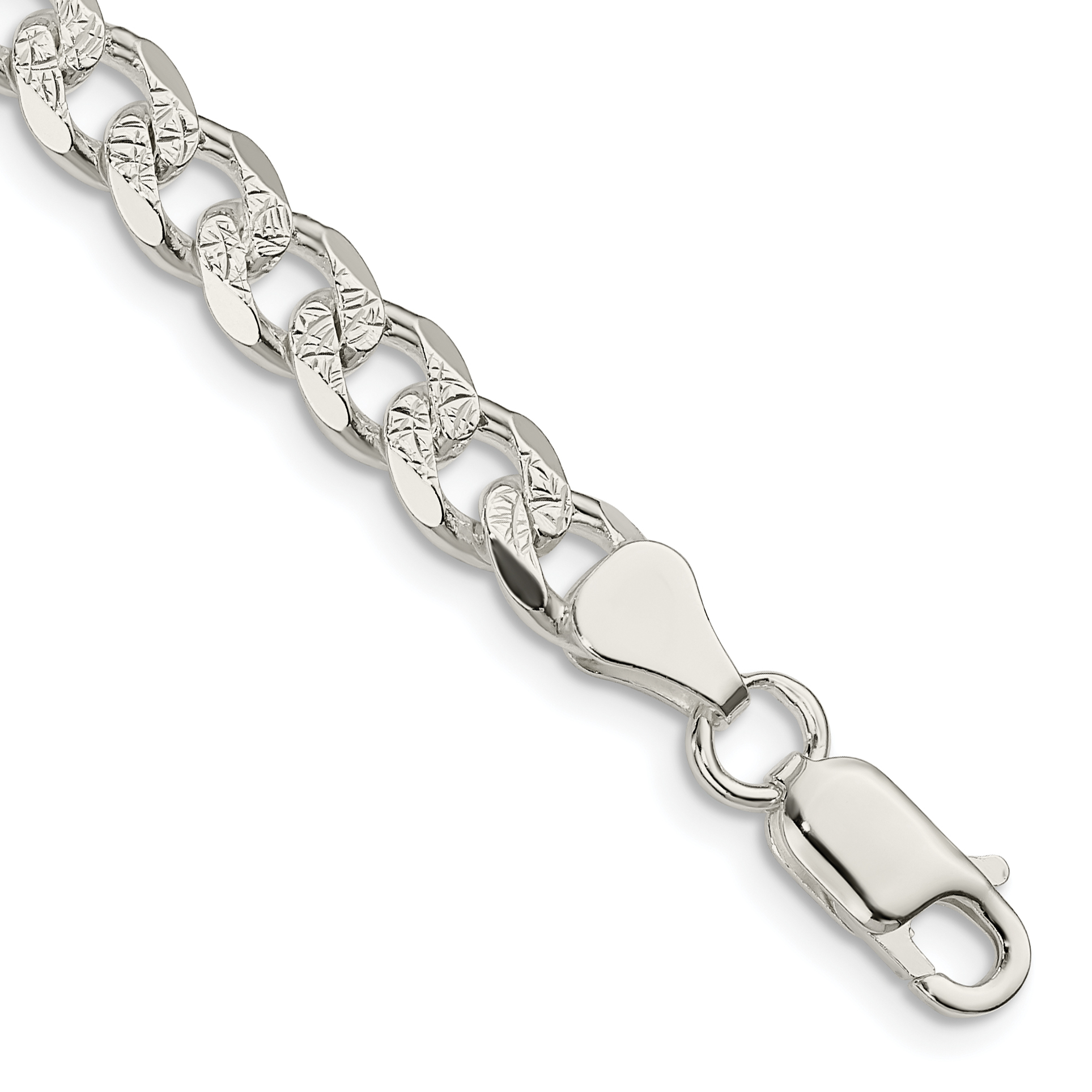 Sterling Silver 7mm PavÃ© Curb Chain (QCF180-7)