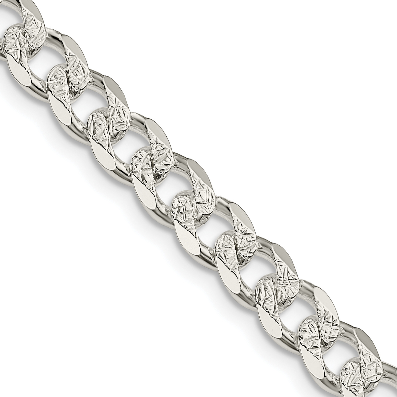Sterling Silver 7mm PavÃ© Curb Chain (QCF180-18)