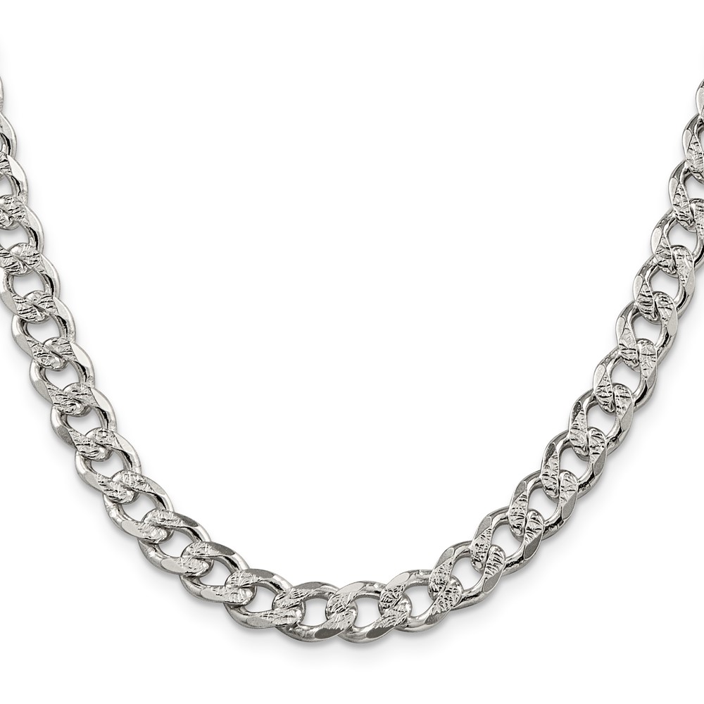 Sterling Silver 7.5mm PavÃ© Curb Chain (QCF200-24)