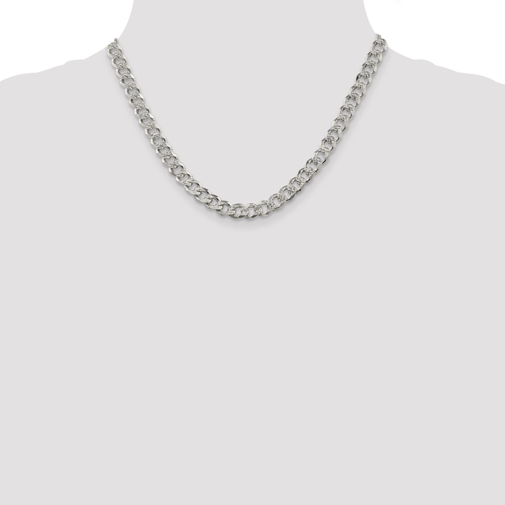 Sterling Silver 7.5mm PavÃ© Curb Chain (QCF200-18)