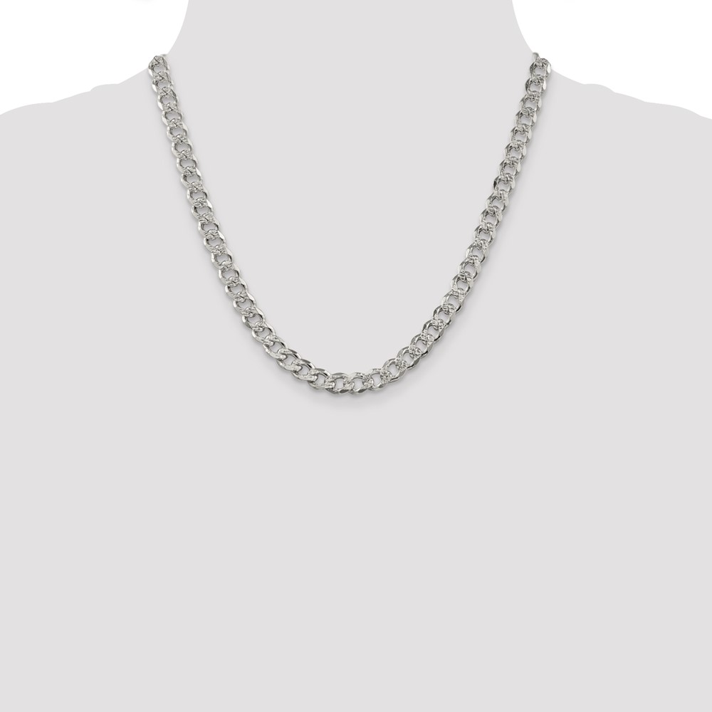 Sterling Silver 7.5mm PavÃ© Curb Chain (QCF200-20)