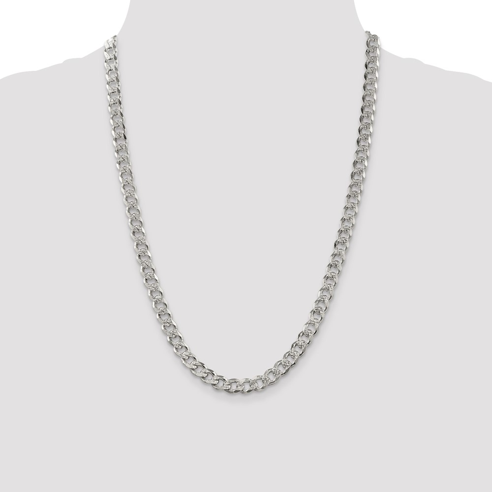 Sterling Silver 7.5mm PavÃ© Curb Chain (QCF200-24)