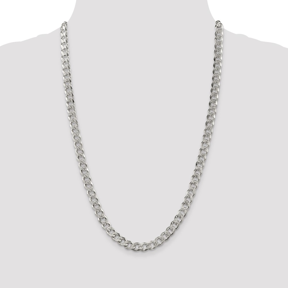 Sterling Silver 7.5mm PavÃ© Curb Chain (QCF200-26)