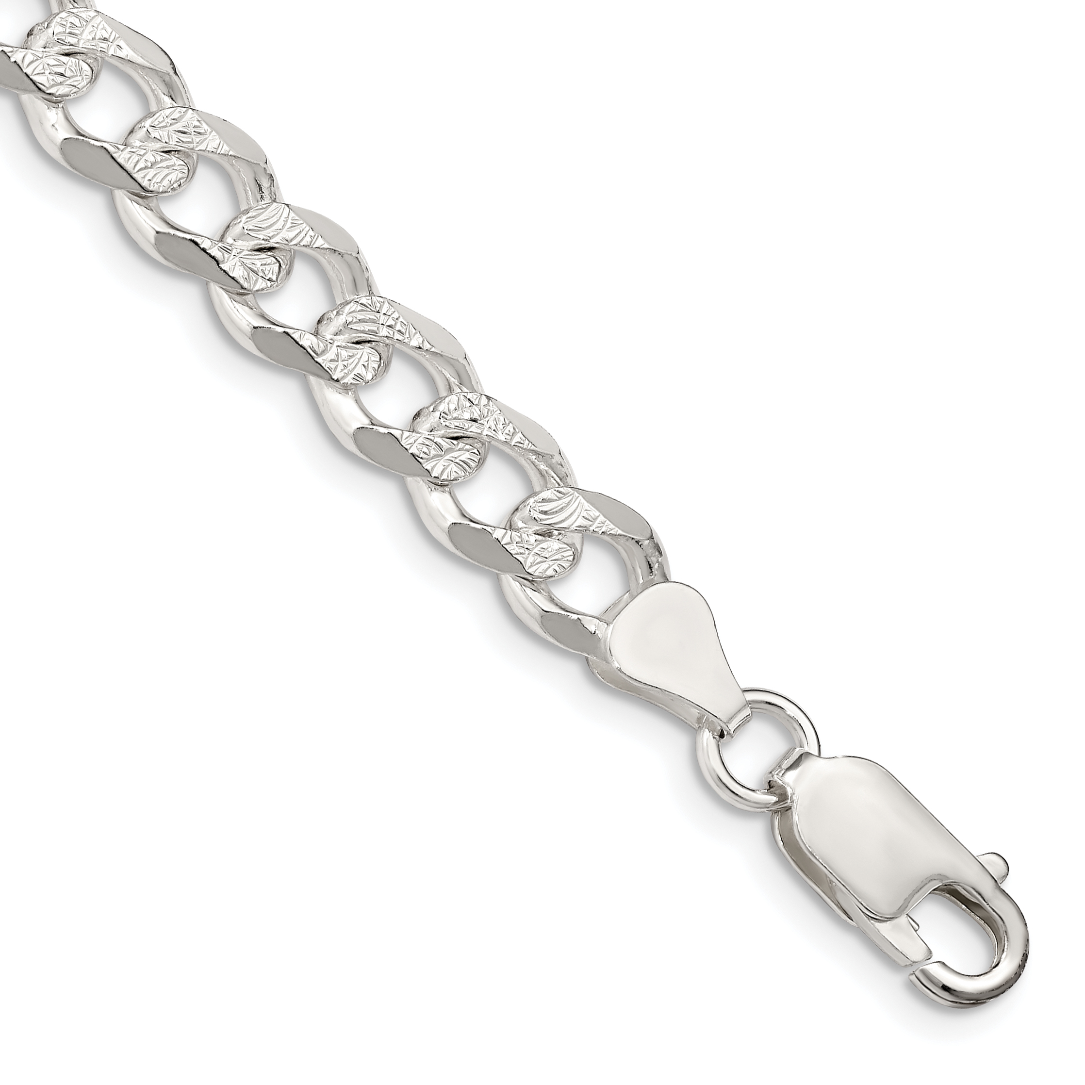 Sterling Silver 7.5mm PavÃ© Curb Chain (QCF200-7)