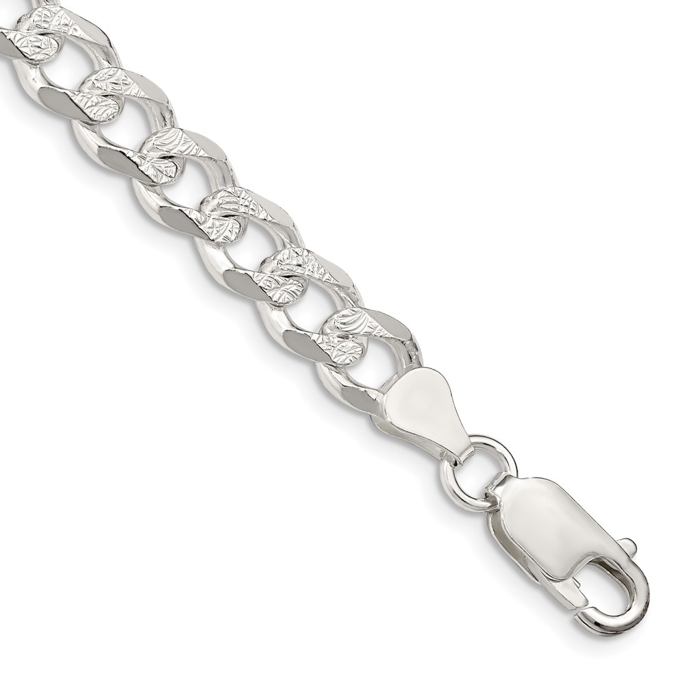 Sterling Silver 7.5mm PavÃ© Curb Chain (QCF200-7)